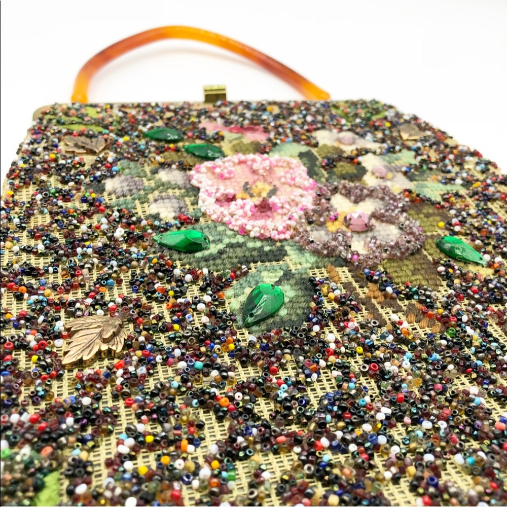 Vintage Souré New York Needlepoint Beaded Handbag - Picture 3 of 9